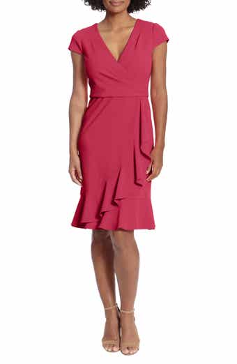 London Times Ruffle Faux Wrap Dress