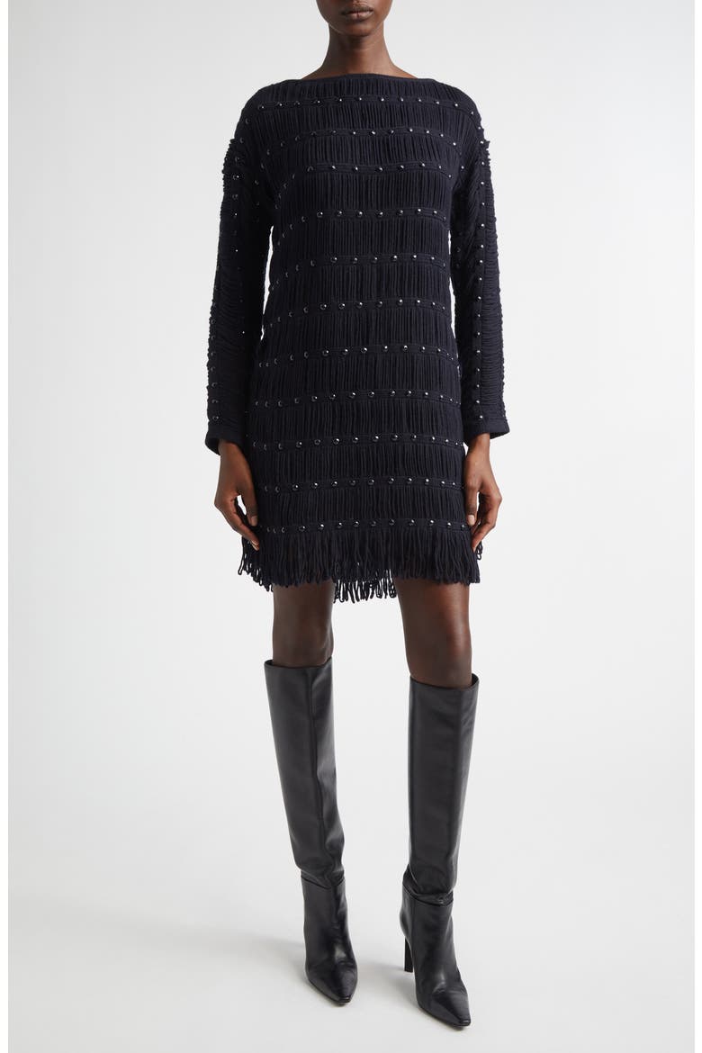 Notte Long Sleeve Merino Wool Blend Mini Sweater Dress, Main, color, MIDNIGHT