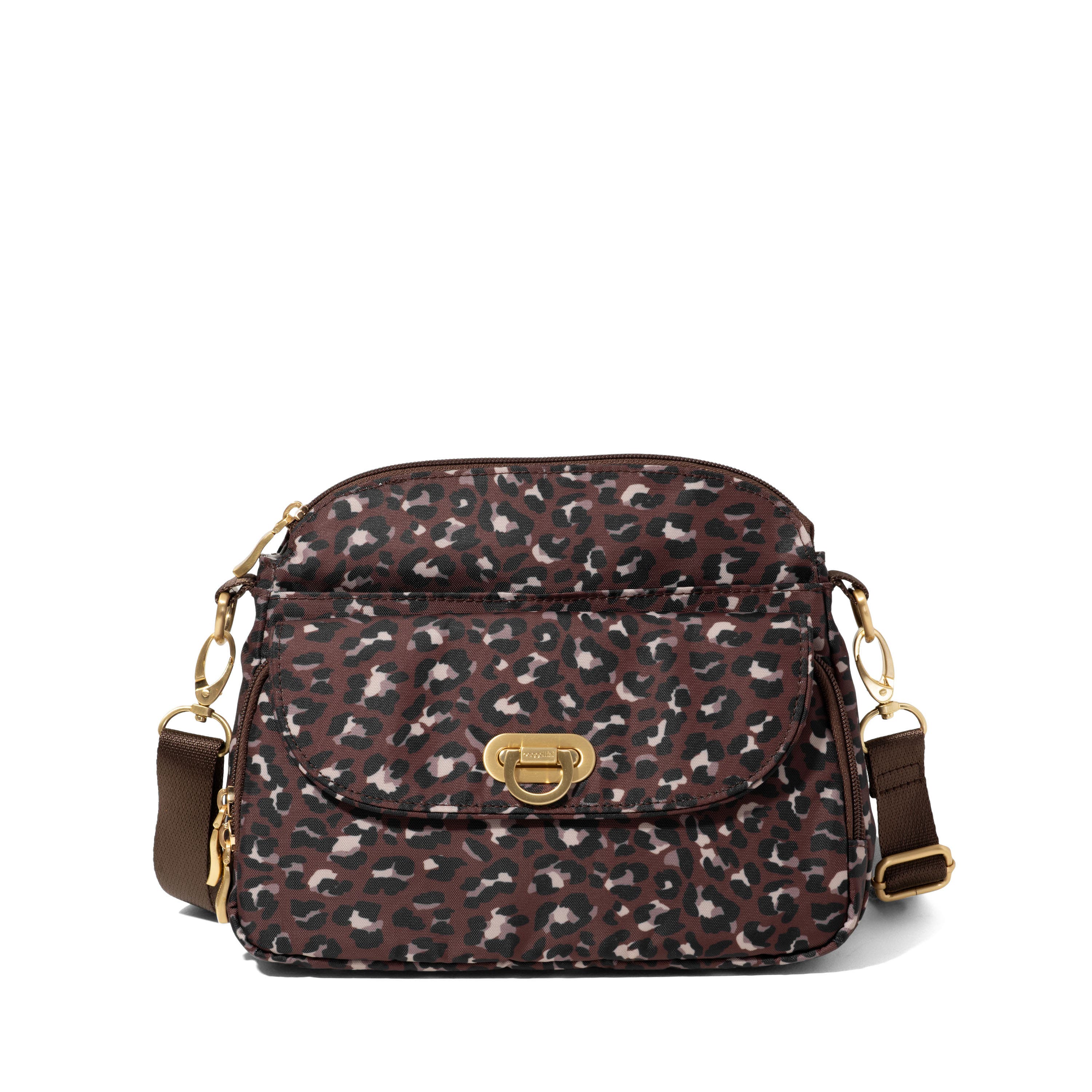 BAGGALLINI Coastal Flip Lock Crossbody Bag, Main, color, Ganache Cheetah Gold Hardware