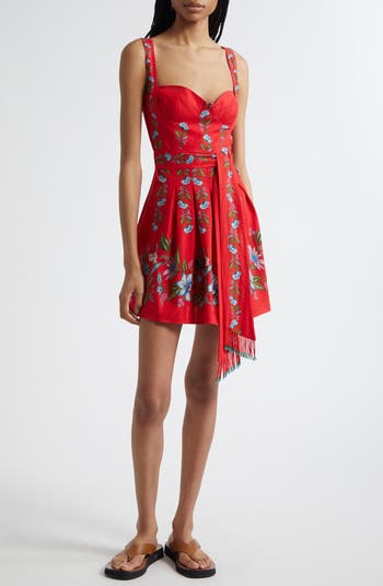 FARM Rio ファームリオ スイート ブルーム ブーケ ミニ ドレス FARM Rio Sweet Bloom Bouquet Linen Blend Minidress | Nordstrom