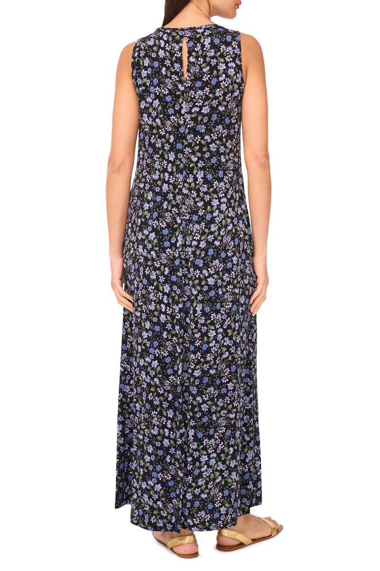 Floral Print Sleeveless Maxi Dress, Alternate, color, FLAMINGO PINK/BLUE