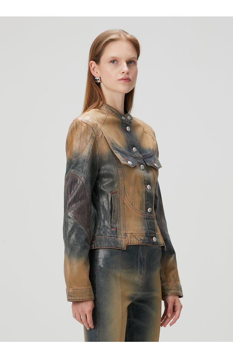 PCFG Pure Cotton Faded Motorcycle Denim Jacket, Alternate, color, Blue