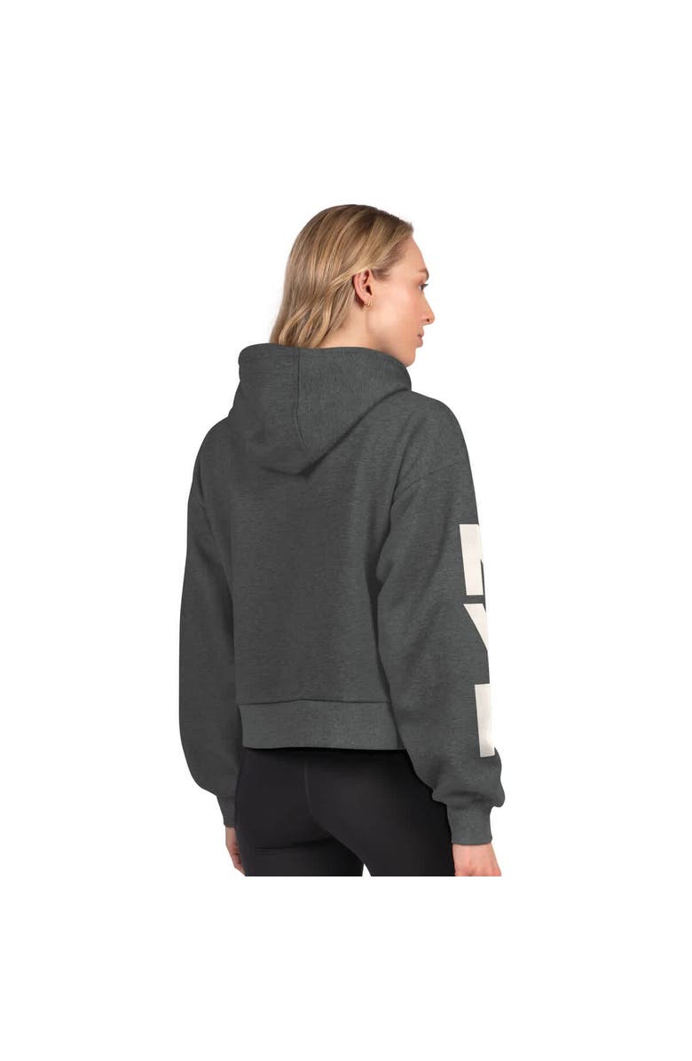 STARTER Women
s Starter  Charcoal New York Rangers Star Player Cropped Fleece Hoodie, Alternate, color, Heather Charcoal