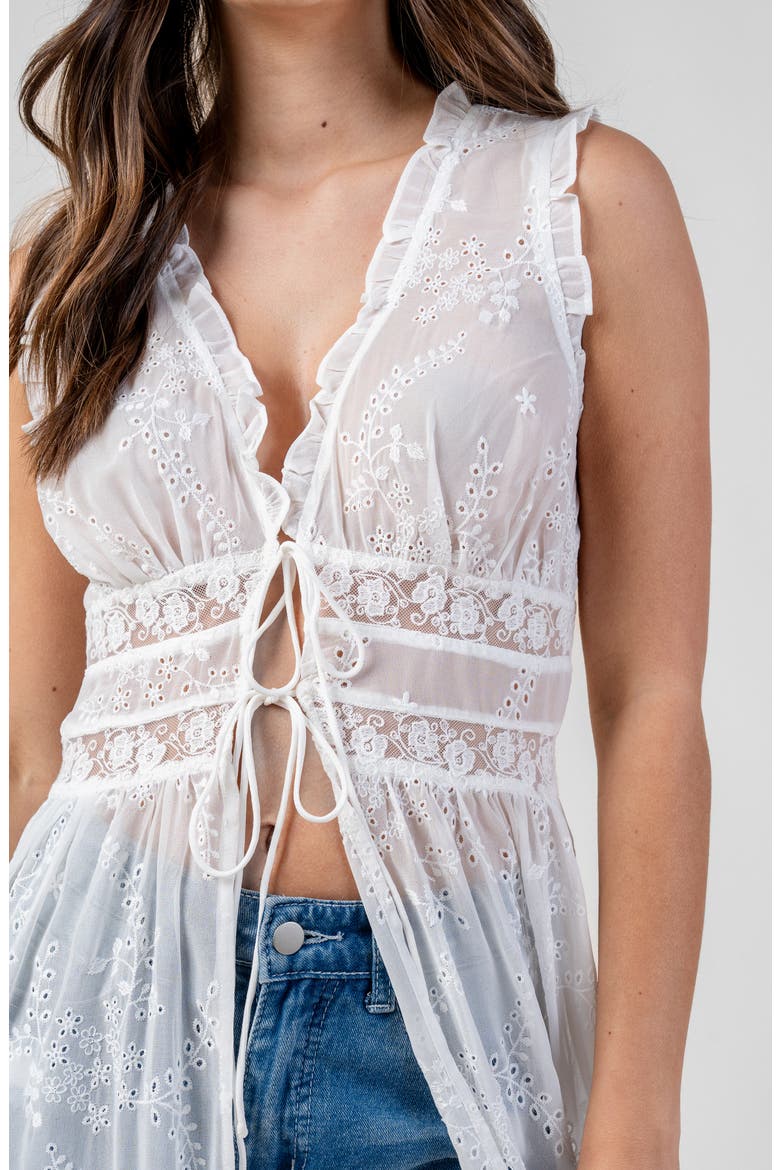 Embroidered Duster, Alternate, color, WHITE