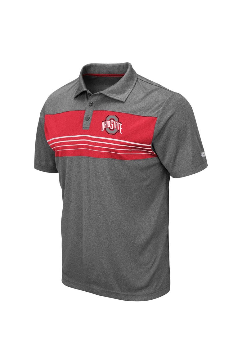Men's Colosseum Heathered Charcoal Ohio State Buckeyes Smithers Polo, Alternate, color, Heather Charcoal