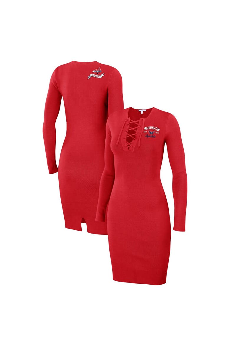 Women's WEAR by Erin Andrews  Red Washington Capitals Lace-Up Dress, Main, color, Red
