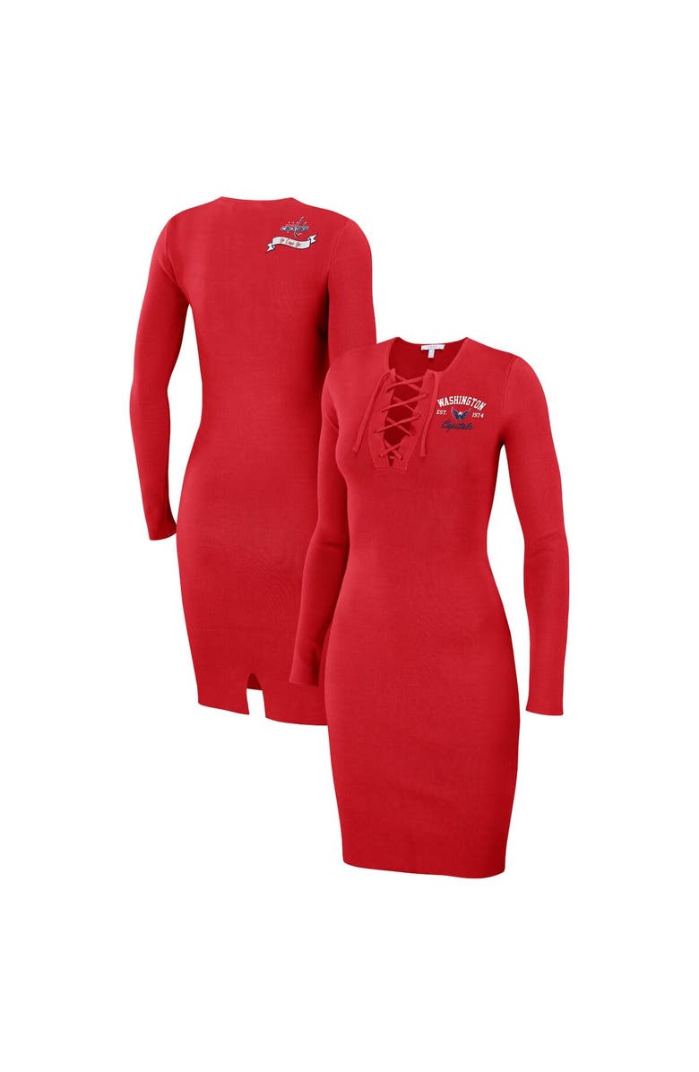 WEAR by Erin Andrews Women's WEAR by Erin Andrews Red Washington Capitals Lace-Up Dress, Main, color, Red