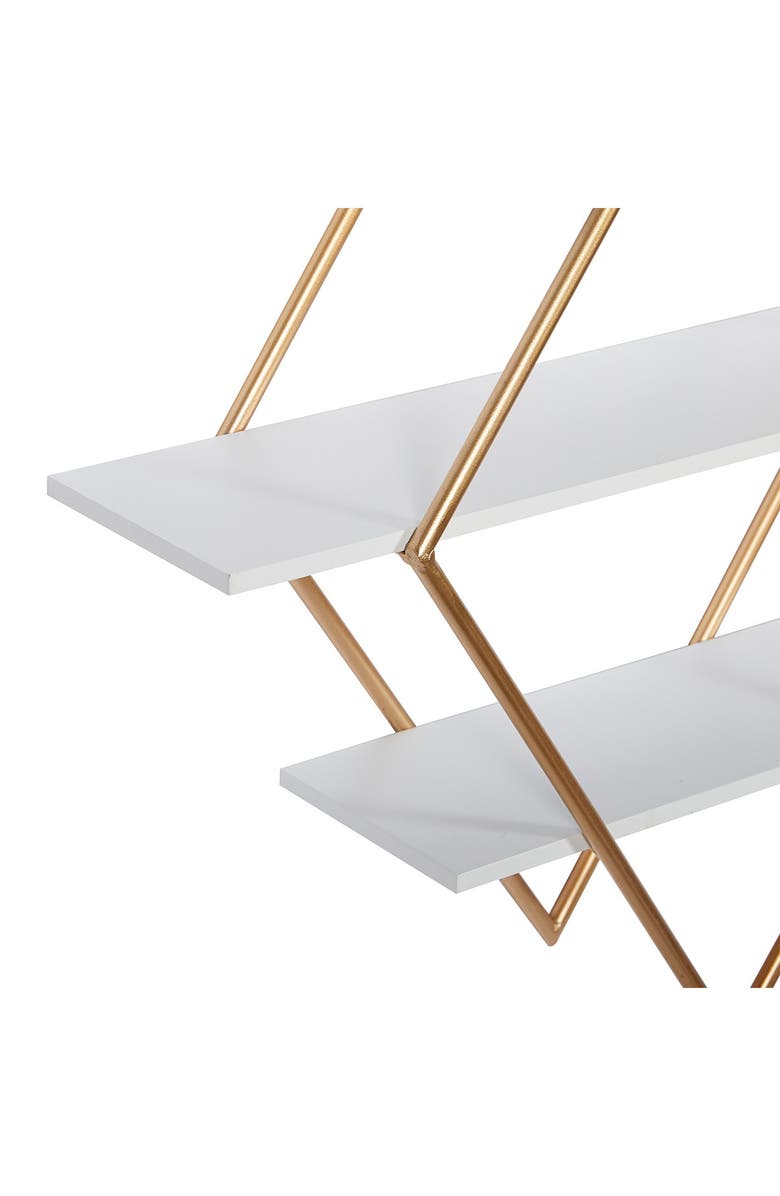 WILLOW ROW Metal Wood Diamond-shaped Wall Shelf - 20"L X 11"W X 19"H, Alternate, color, 