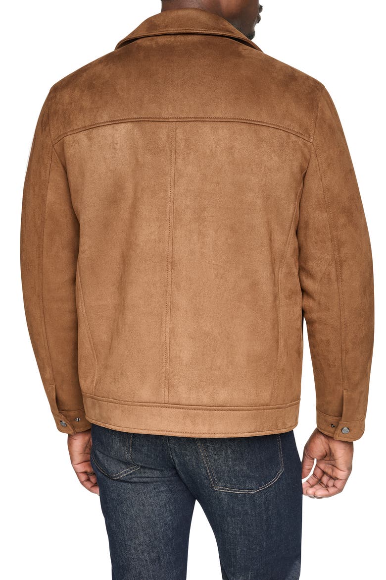 Faux Suede Trucker Jacket, Alternate, color, COGNAC