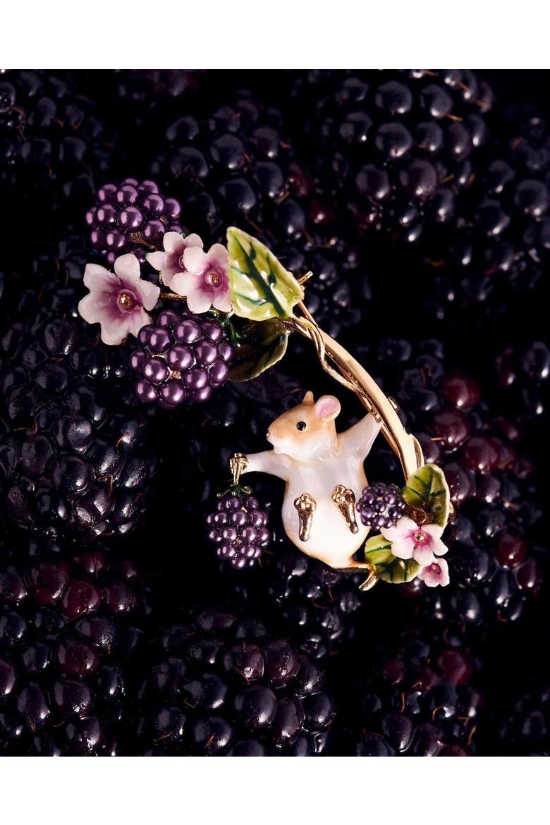 Blackberry & Mouse Brooch, Alternate, color, Blackberry & Mouse