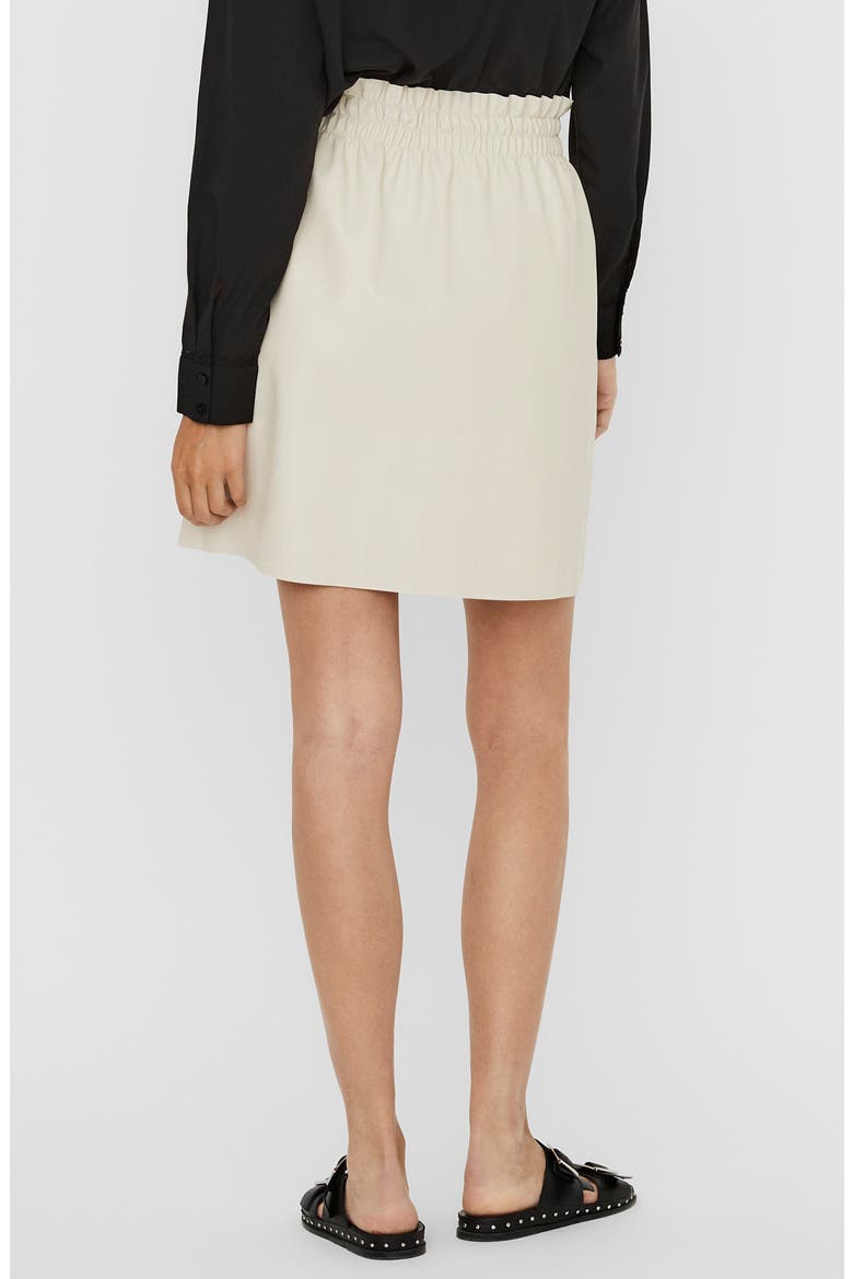 Ava Coated Drawstring Waist Miniskirt, Alternate, color, OATMEAL