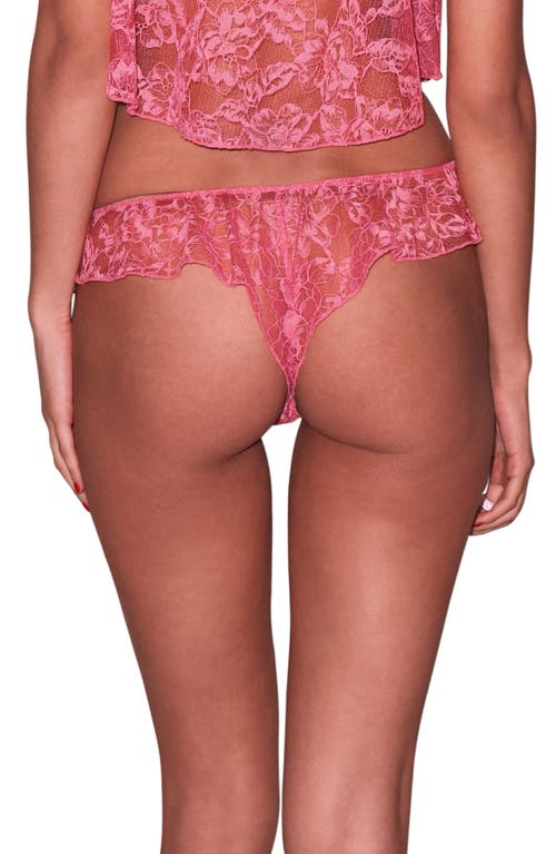 Fleur Du Mal Flutter Lace Thong In Pink Cadillac