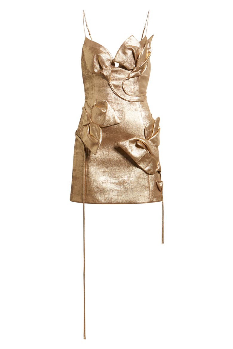Hillsome Floral Appliqué Minidress, Alternate, color, GOLD