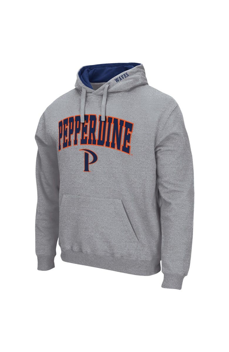 COLOSSEUM Men's Colosseum Heathered Gray Pepperdine Waves Arch and Logo Pullover Hoodie, Alternate, color, Heather Gray