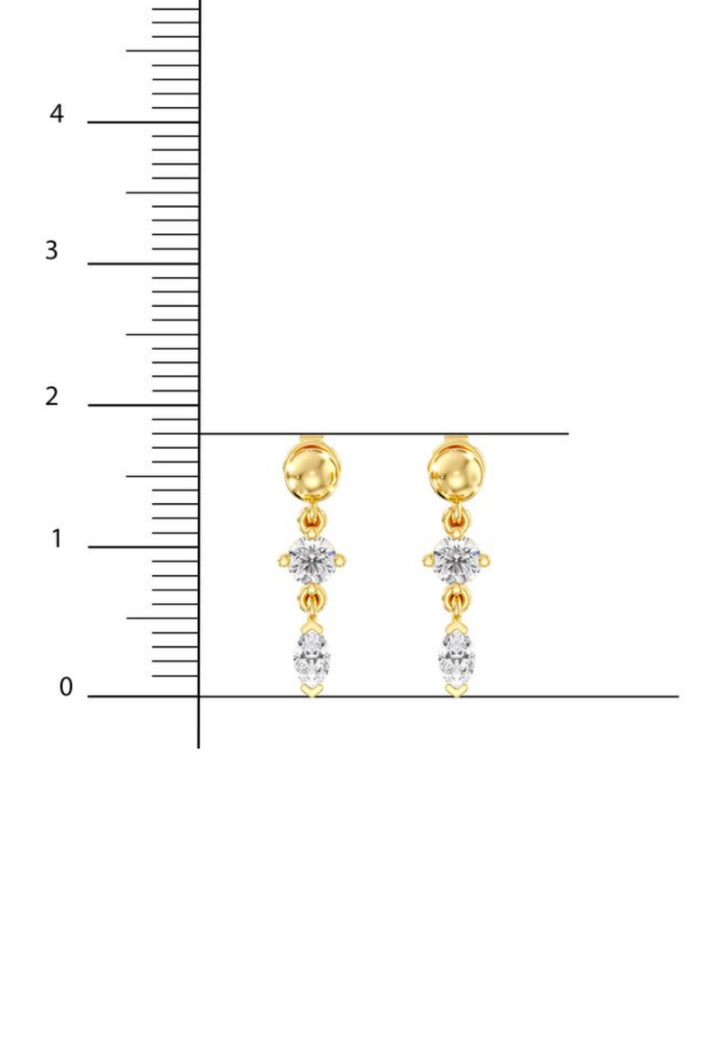 Petite Round and Marquise Dangle Lab Diamond Studs in 14K Gold, Alternate, color, Yellow Gold