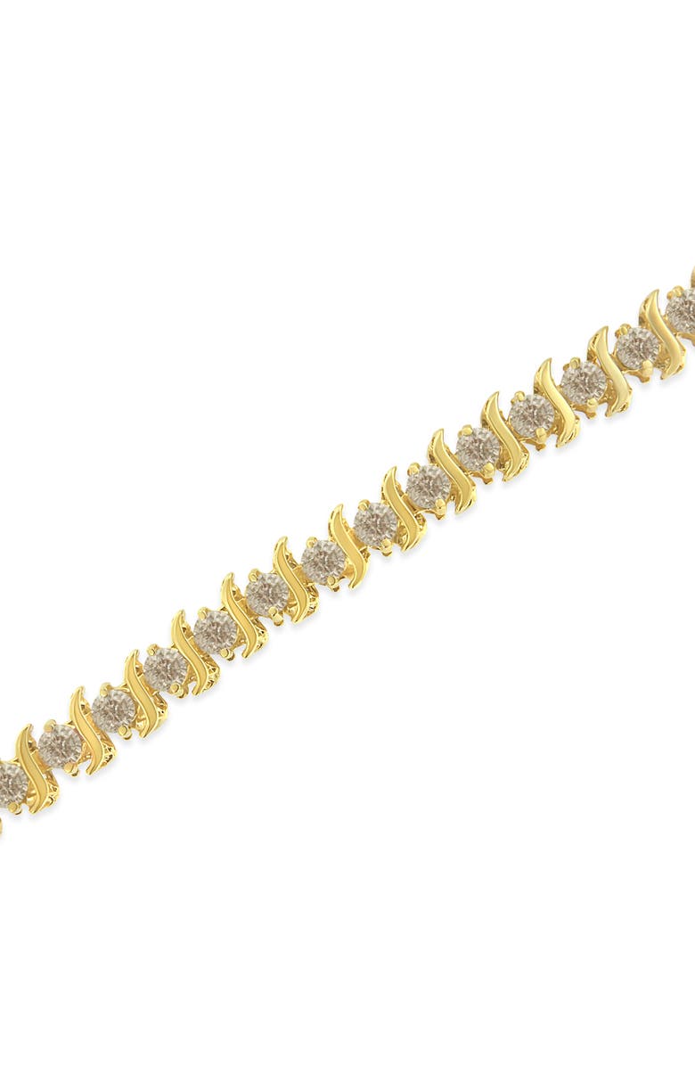 Haus of Brilliance 10K Yellow Gold Plated Silver 7.0 cttw 2-Prong Set Diamond "S" Link Bracelet, Alternate, color, Yellow