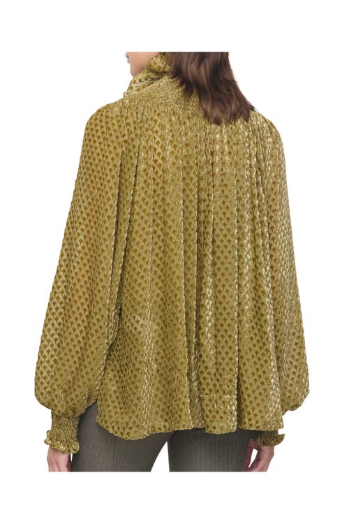 Burberry Torch Silk Blend Velvet Blouse In Green