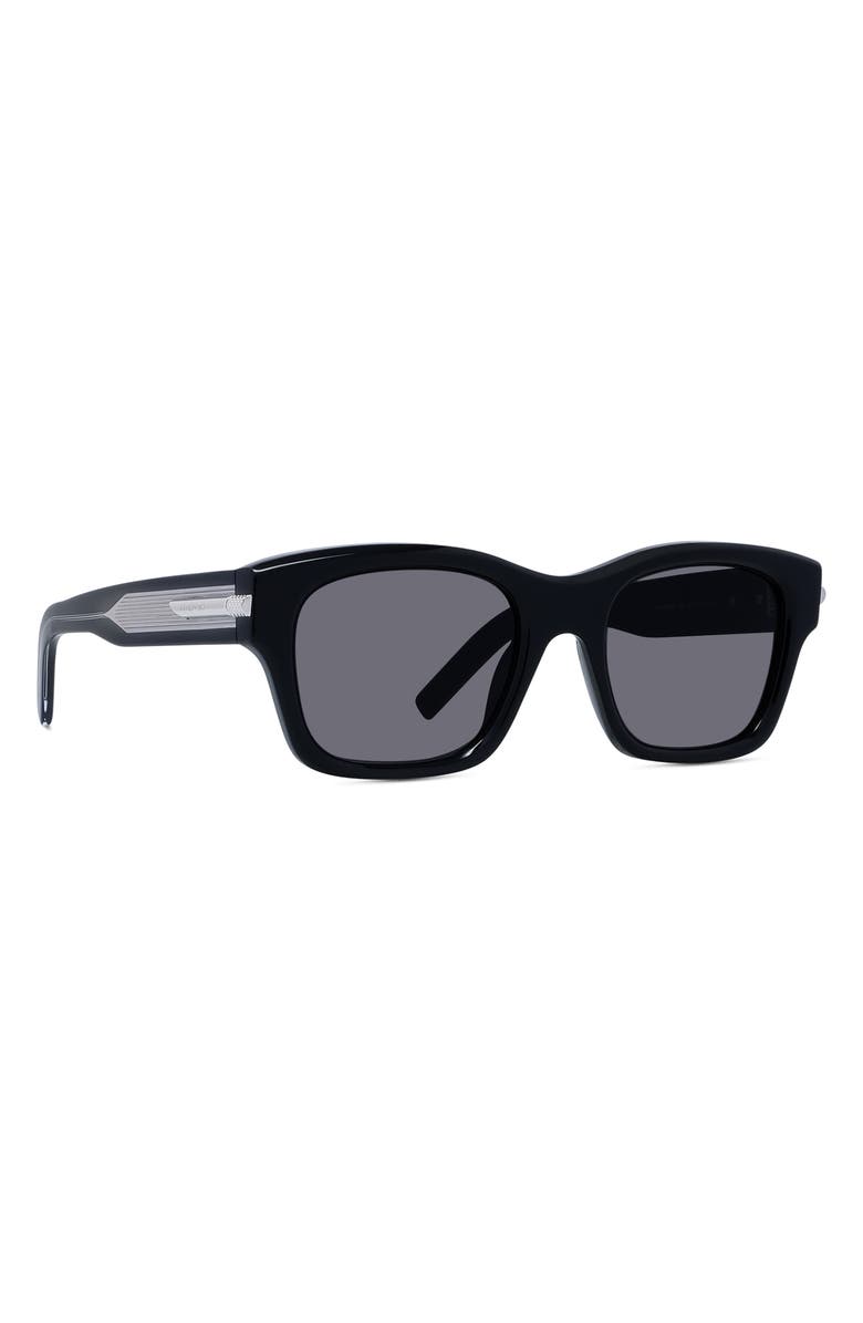 Givenchy GV One 52mm Rectangular Sunglasses, Alternate, color, Shiny Black / Smoke