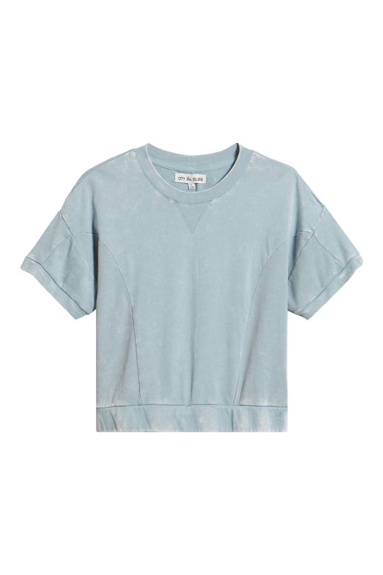 Short Sleeve Cotton Sweatshirt, Alternate, color, BLUE GROTTO