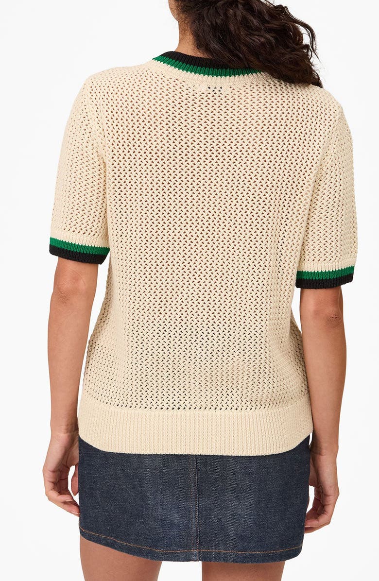 Clare V. Le Vibe Cotton Knit T-Shirt, Alternate, color, Cream/ Green