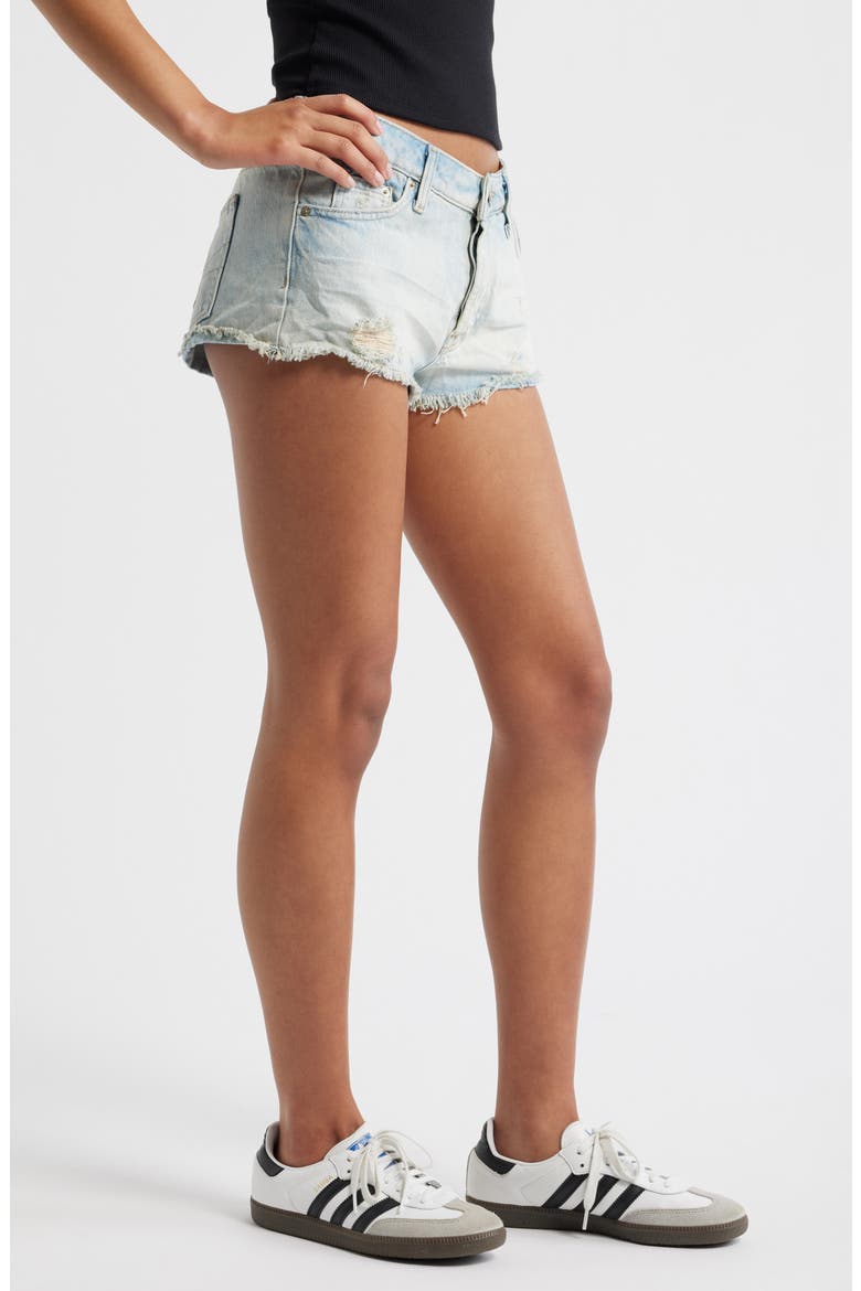Minnie Distressed Denim Cutoff Shorts, Alternate, color, BLEACH