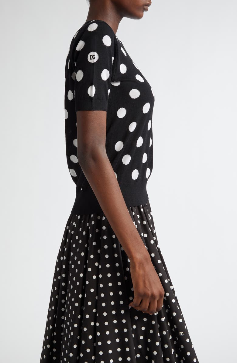 Dolce&Gabbana Polka Dot Jacquard Virgin Wool & Silk Sweater, Alternate, color, 