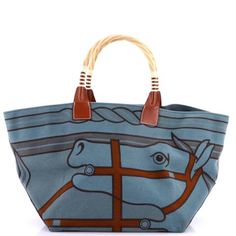 Sac Steeple Tote Printed Toile with Wood