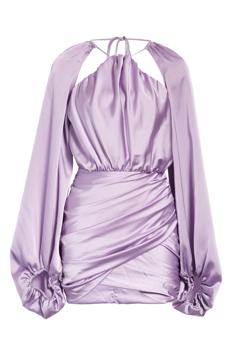 HOUSE OF CB Kate Halter Neck Long Sleeve Satin Minidress, Alternate, color, 