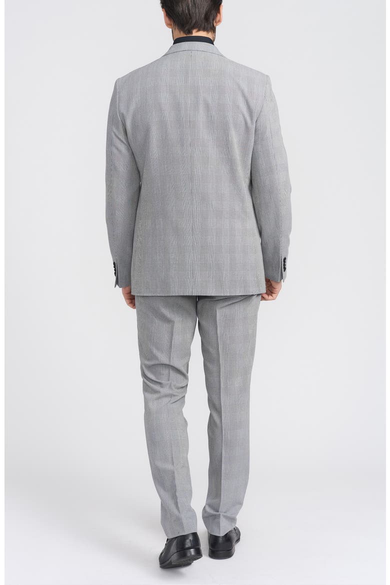 Gray Glenplaid Print Trim-Fit Suit, Alternate, color, BLACK