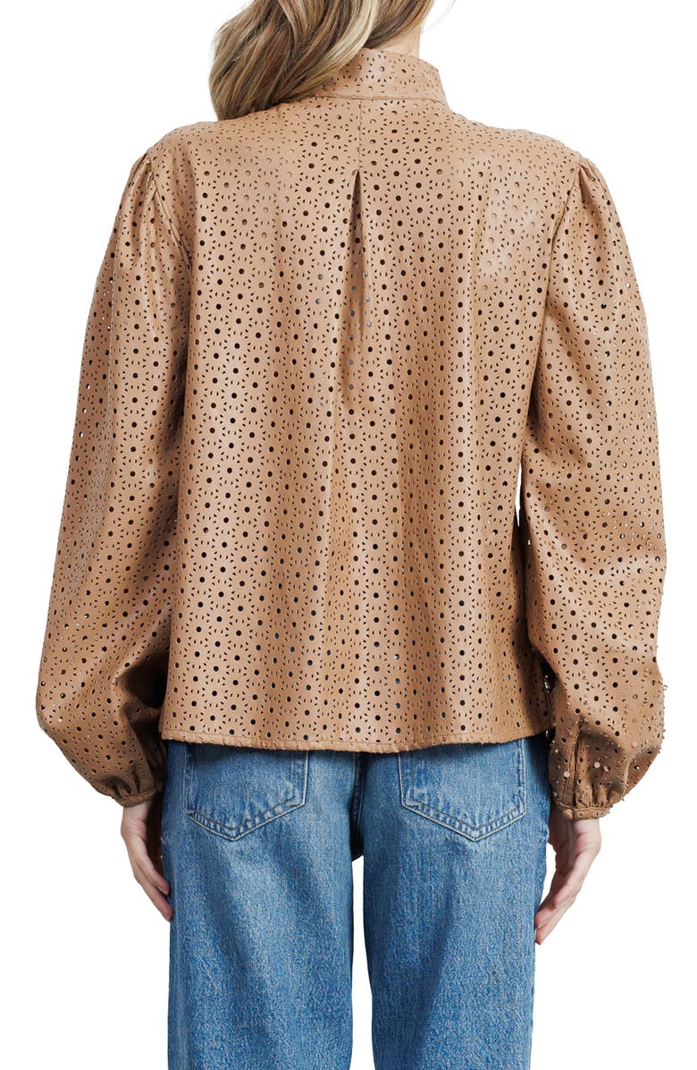CIEBON Sadie Faux Leather Blouson Sleeve Shirt, Alternate, color, 