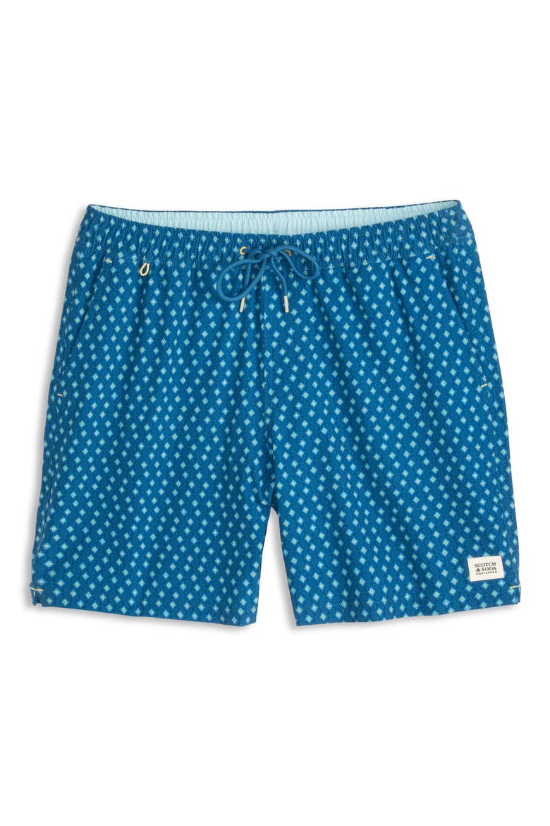 Geometric Volley Swim Trunks, Main, color, LEGION BLUE