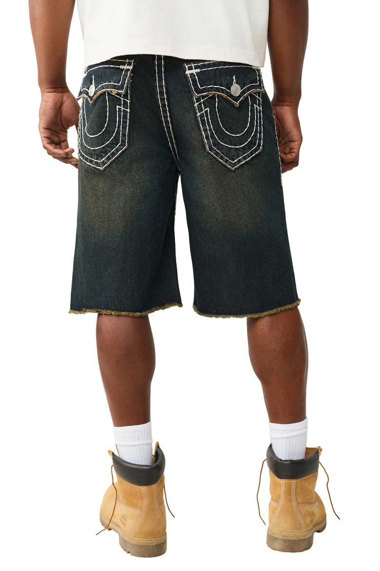 Vinny Big T Flap Fray Hem Denim Shorts, Alternate, color, RUSTED DENIM DARK WASH
