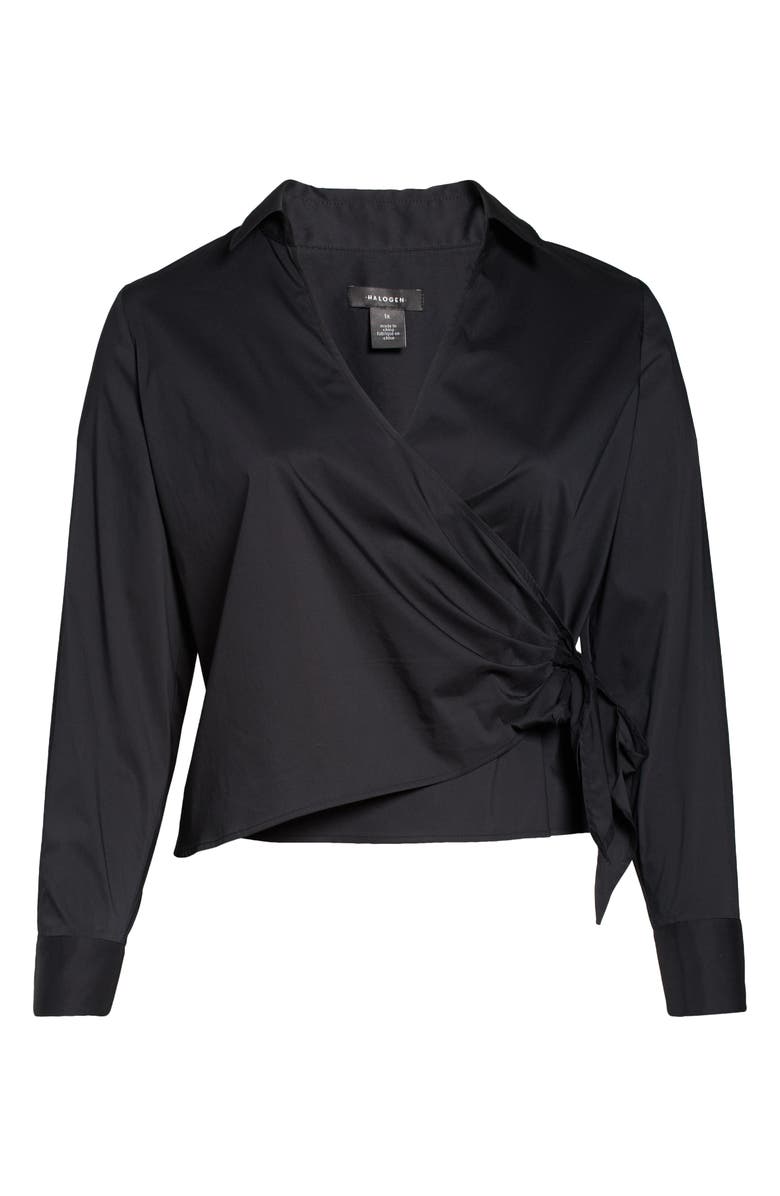 Halogen<sup>®</sup> Wrap Front Poplin Top, Alternate, color,