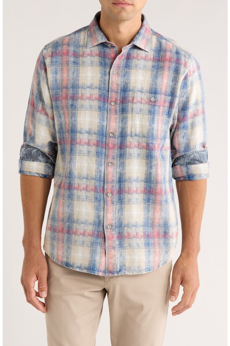 Palo Alto Plaid Cotton Button-Up Shirt, Main, color, SHELLROSSA