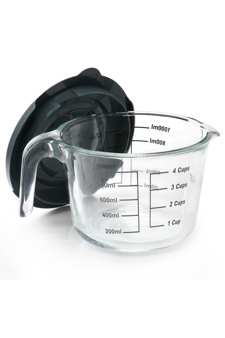 Coolidge 4 Cup Clear Glass Measuring Cup with Snap on Lid, Alternate, color, Clear