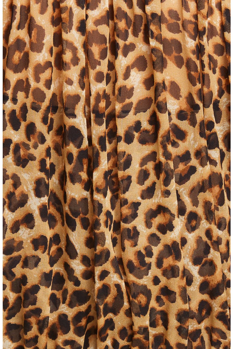 Stacia Long Sleeve Blouson Silk Gown, Alternate, color, LEOPARD