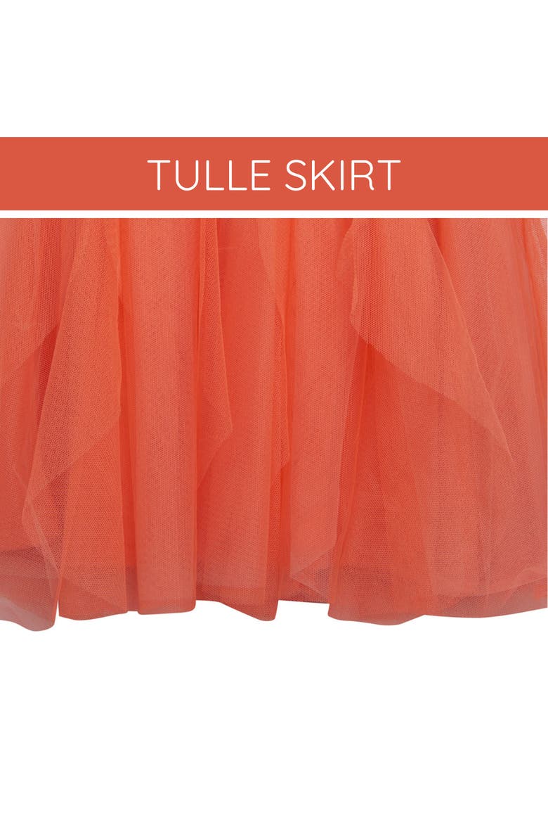 Moana Tulle Short Sleeve Tutu Dress, Alternate, color, Peach Coral Moana