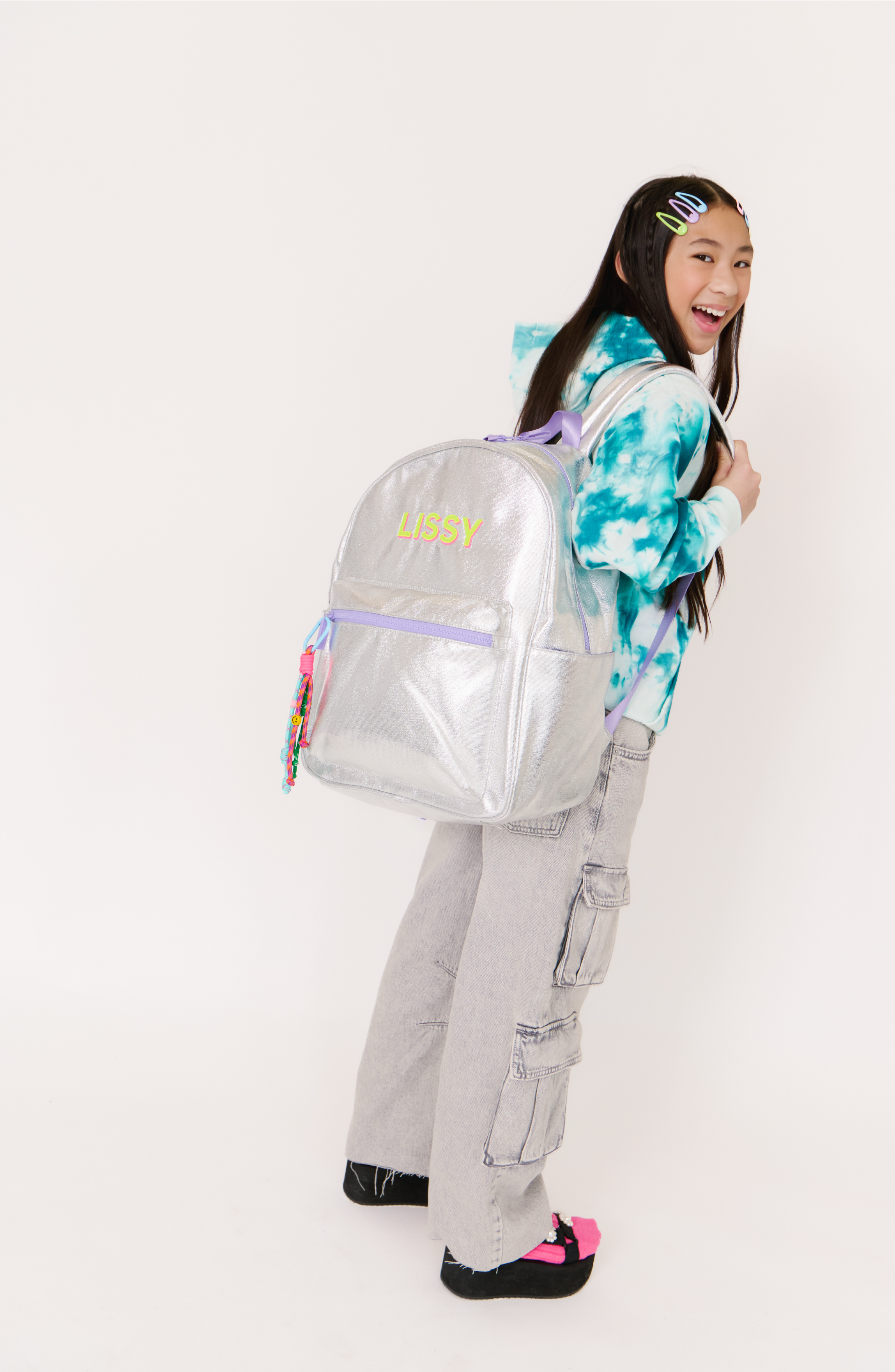 Kids' Metallic Canvas Backpack, Alternate, color, Metallic Multi