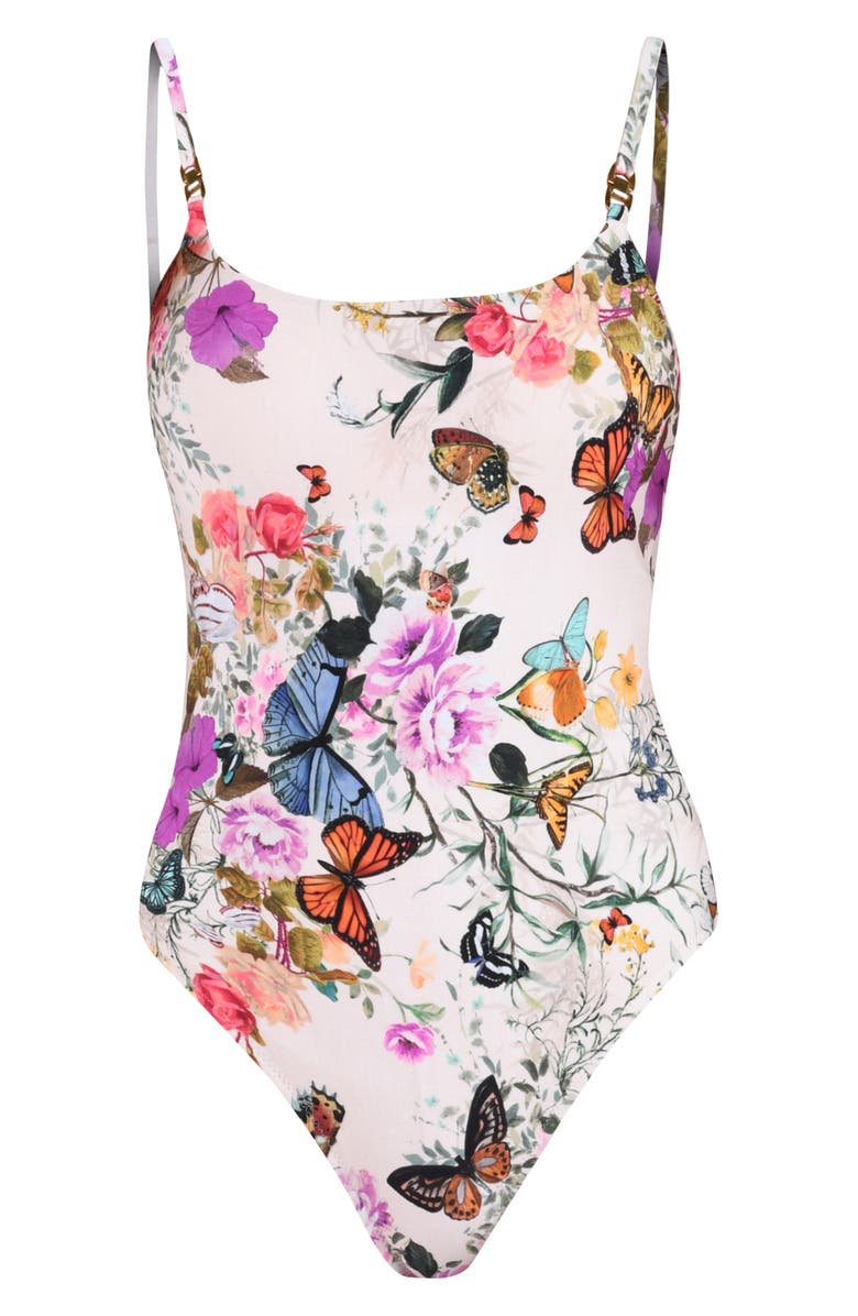 L'AGENCE Remi Butterfly One-Piece Swimsuit, Alternate, color, Ivory