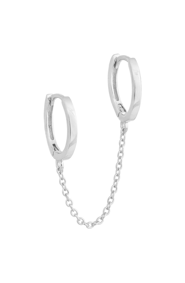BY ADINA EDEN Solid Double Chain Huggie Earring, Main, color, 