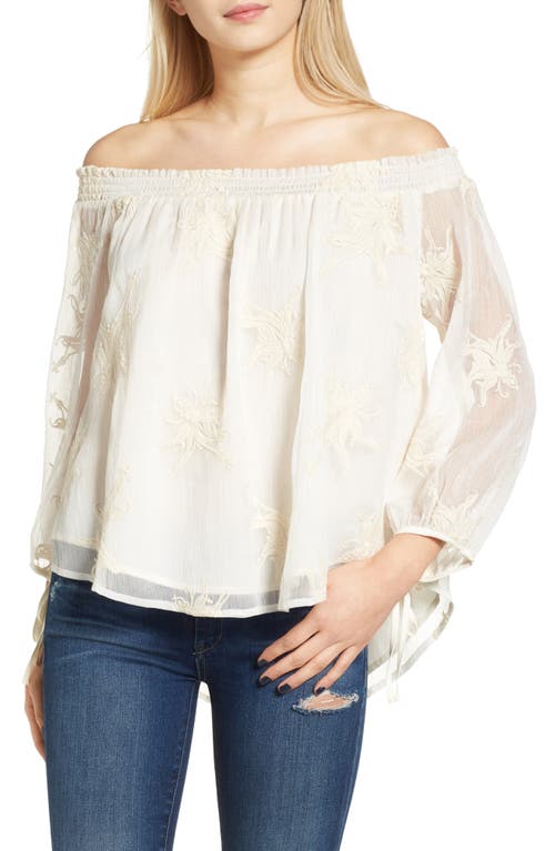 Astr The Label Matilda Embroidered Off The Shoulder Top In Animal Print