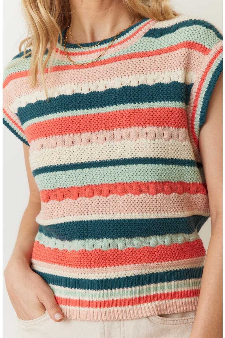 Rory Stripe Open Knit Sweater Vest, Alternate, color, MULTI STRIPE