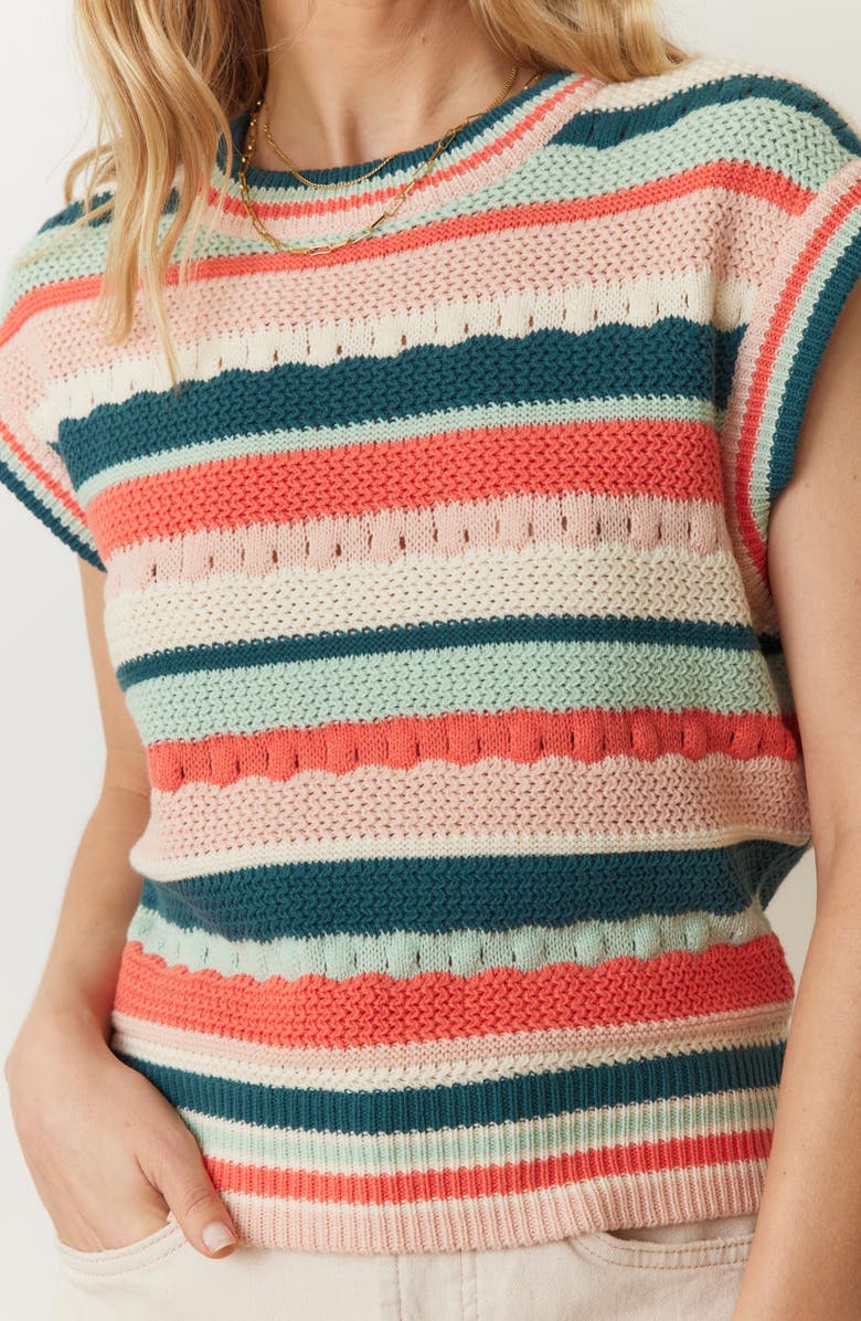 Marine Layer Rory Stripe Open Knit Sweater Vest, Alternate, color, Multi Stripe