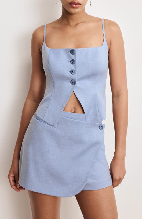 Good American Womens Suiting Cropped Stretch-woven Top Crosshatch Blue001 In Crosshatch Blue001