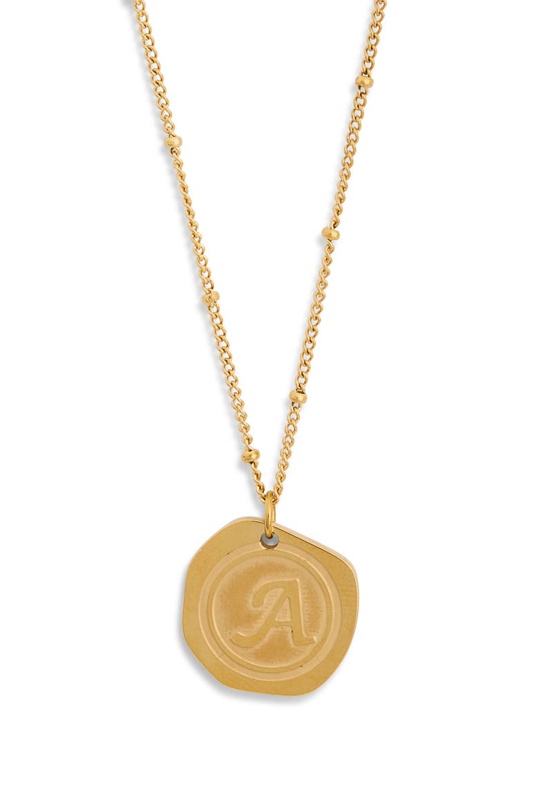 Initial Coin Pendant Necklace, Main, color, GOLD
