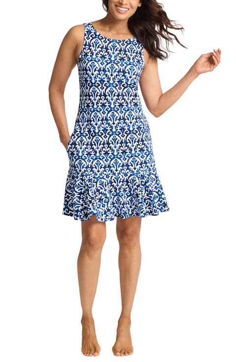 Island Cays Blooms Flounce Cover-Up Dress