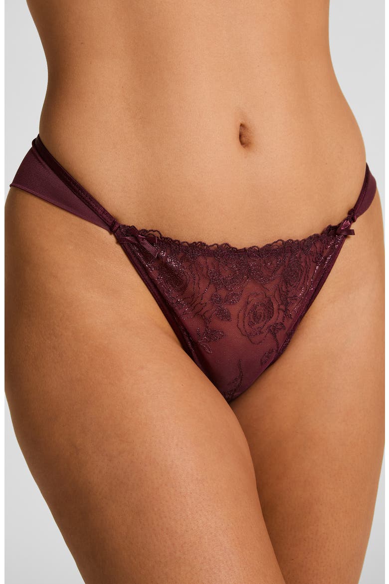 Hollie Embroidered Mesh Brazilian Panties, Alternate, color, FIG