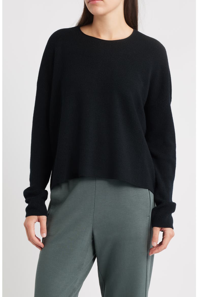 Crewneck Wool Sweater, Main, color, BLACK