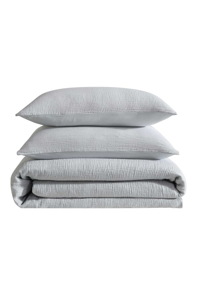 Washed Textured Duvet Cover & Shams Set, Main, color, DAWN B LUE