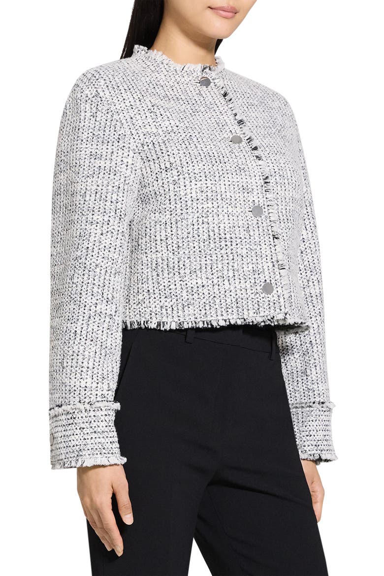 Fray Trim Crop Tweed Jacket, Alternate, color, WHITE MULTI
